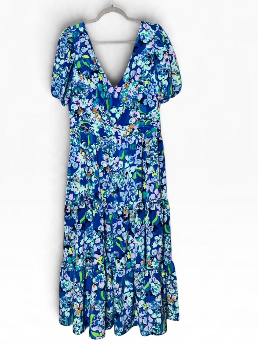 Lilly Pulitzer Grace Short Sleeve Midi Dress in Blue Grotto Twilight Tropics